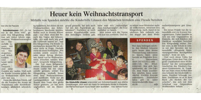 Heuer kein Weihnachts-Transport