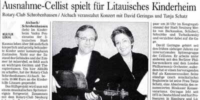 Beitragsbild Artikel zur Konzertankündigung David Geringas und Tanja Schatz